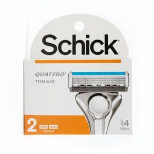 Schick Quattro Titanium 4 Blades 2 Cartridges w/ Lubrication Strips NEW